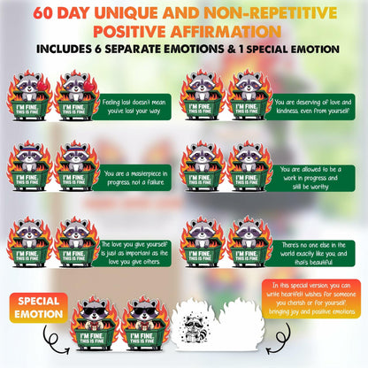 SOLMAY Funny Raccoon Dumpster Fire Affirmation Jar, 60 Sarcastic Notes