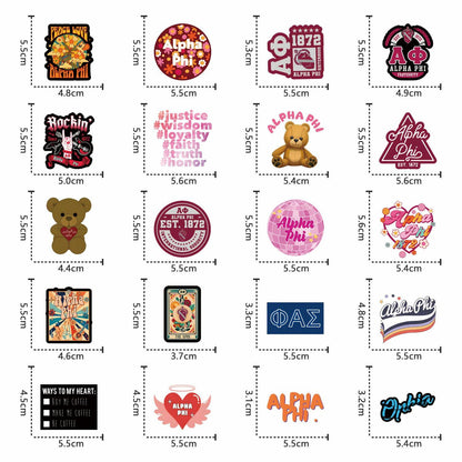 JRAOCCY 62Pcs Alpha PHI Cartoon Vinyl Waterproof Stickers Pack Gold