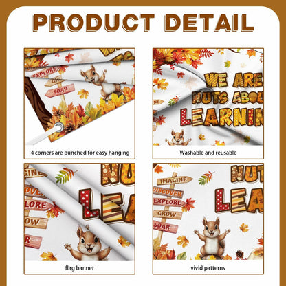 MEHOFOND Fall in Love with Learning Backdrop Autumn Pumpkin Maple 6x3.6ft Orange