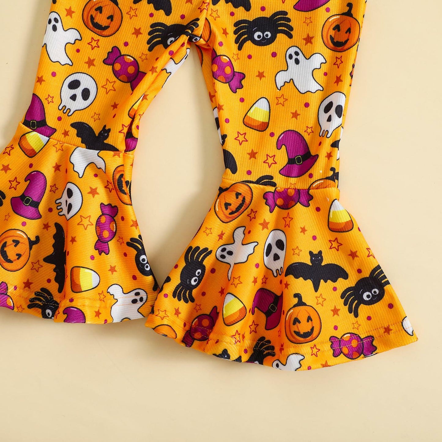 Guodeunh Toddler Girls Halloween Pumpkin Spider Romper Orange Size 4-5T