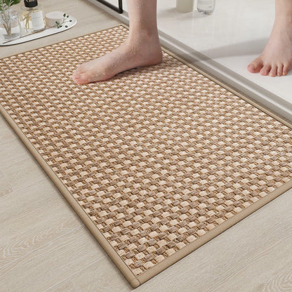 YDKGL Non Slip Bath Mat Braided Rubber Backing Brown 24x35 Polyester