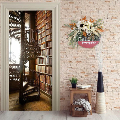 idyllic Hello Pumpkin Wreath Sign Front Door Decor Wood 16" Cream