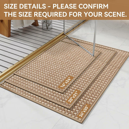 YDKGL Non Slip Bath Mat Braided Rubber Backing Brown 24x35 Polyester