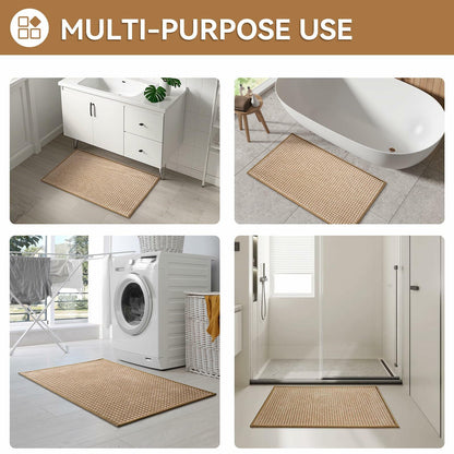 YDKGL Non Slip Bath Mat Braided Rubber Backing Brown 24x35 Polyester