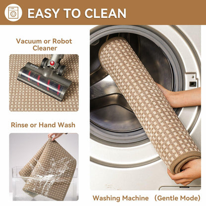 YDKGL Non Slip Bath Mat Braided Rubber Backing Brown 24x35 Polyester