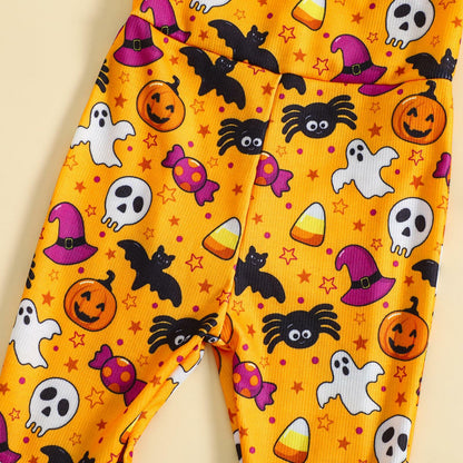 Guodeunh Toddler Girls Halloween Pumpkin Spider Romper Orange Size 4-5T