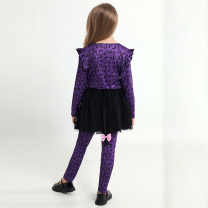 Weixinbuy Girls Leopard Cat Costume Glow Dark Halloween Dress Purple Size 3-4T