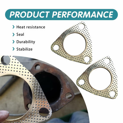 leechio Car Exhaust Gasket 2.48" 3 Hole Flange High Temp Silver 2PCS