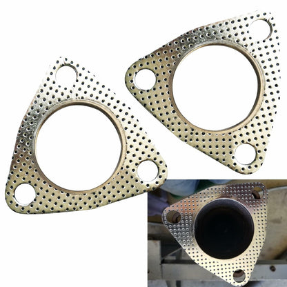 leechio Car Exhaust Gasket 2.48" 3 Hole Flange High Temp Silver 2PCS