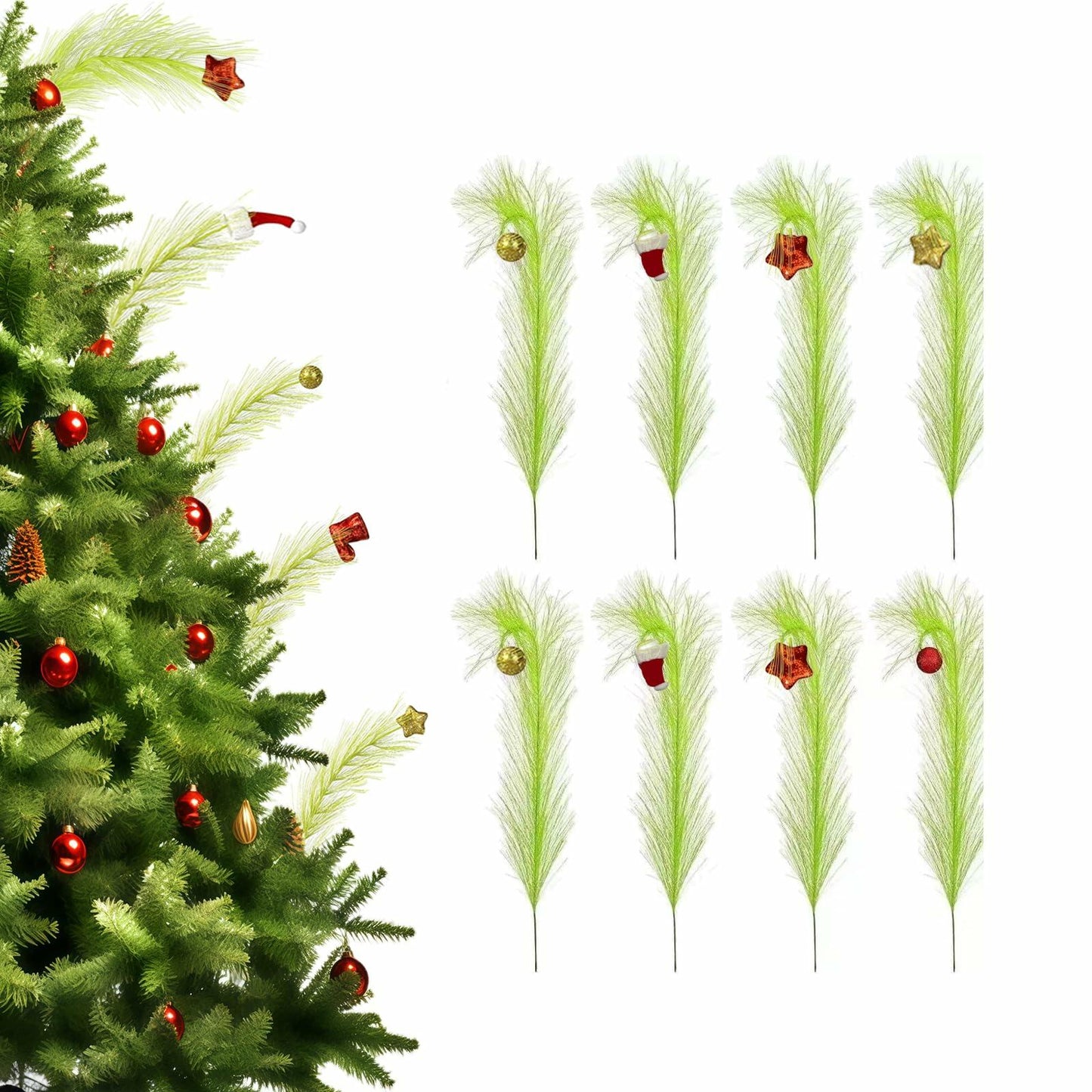 Petalivebioom 15.7" Christmas Tree Topper with 12 Green & Red Picks