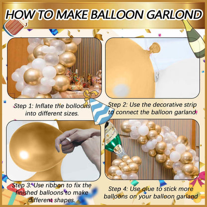 OORAMOO 176PCS Champagne Bottle Balloon Garland Arch Kit Gold Party Decor