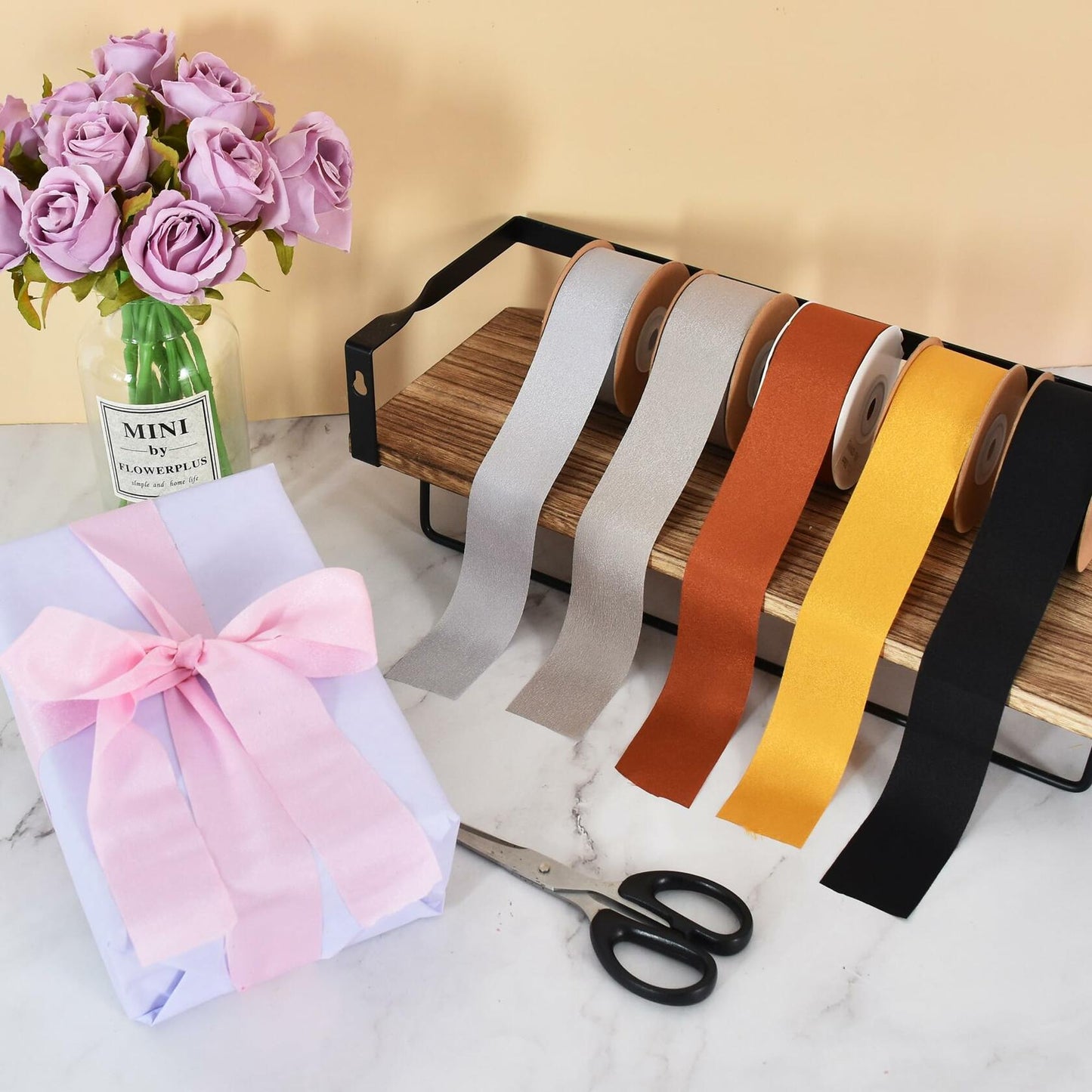 TONIFUL Light Pink Double Face Chiffon Ribbon 1.5in x 25yd Polyester