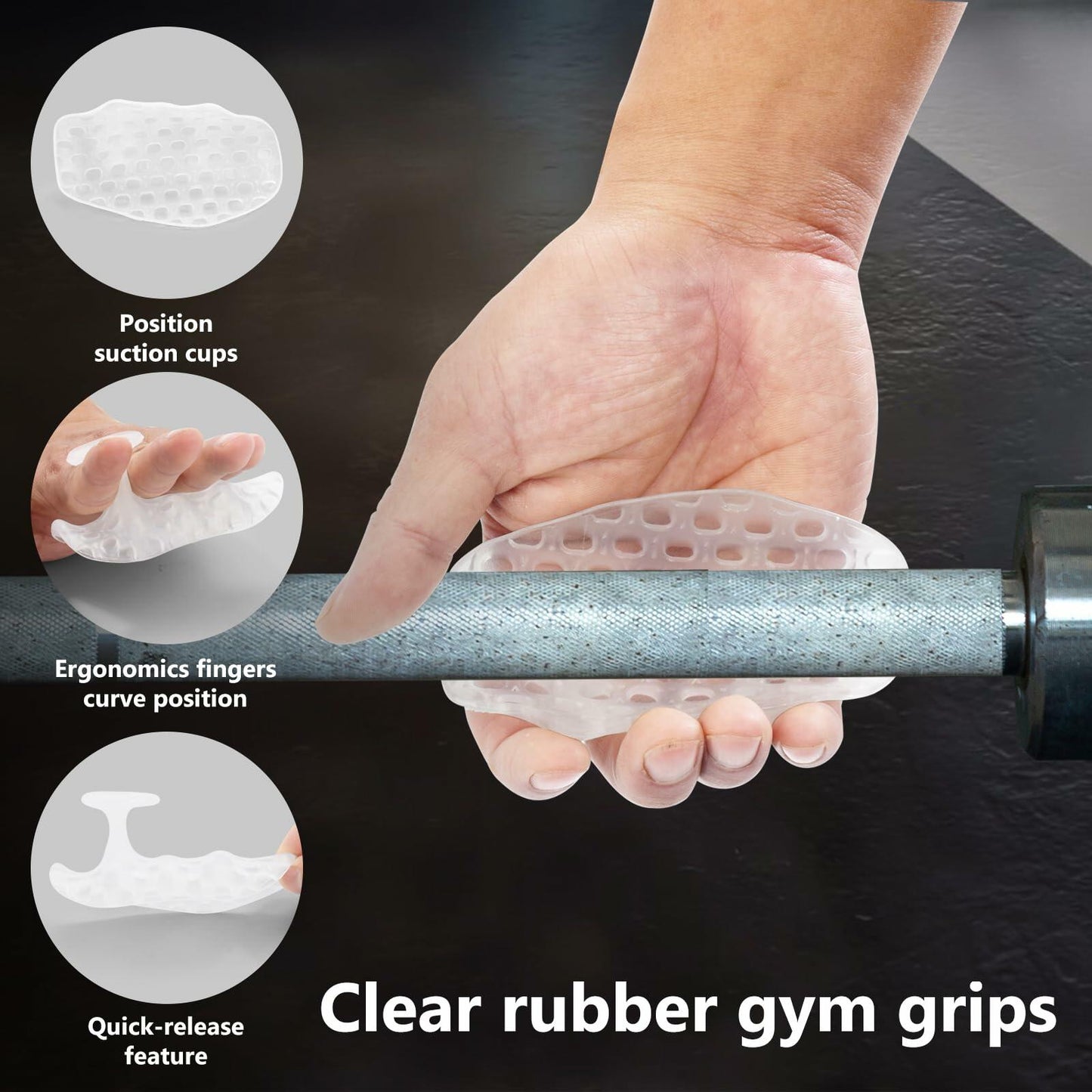 Krotour Weight Lifting Grips Fingerless Rubber Palm Protection Black One Size