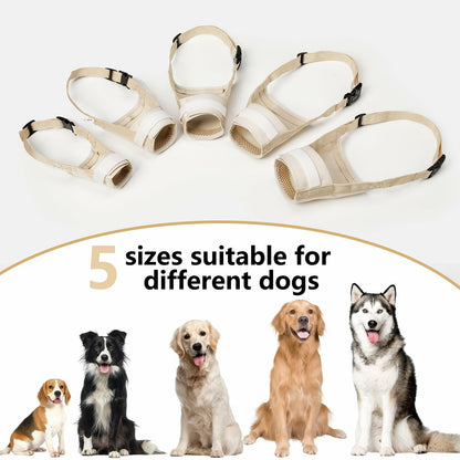 Herrypiggy Dog Muzzle Oxford Breathable Mouth Cover Prevent Biting Khaki Size XS