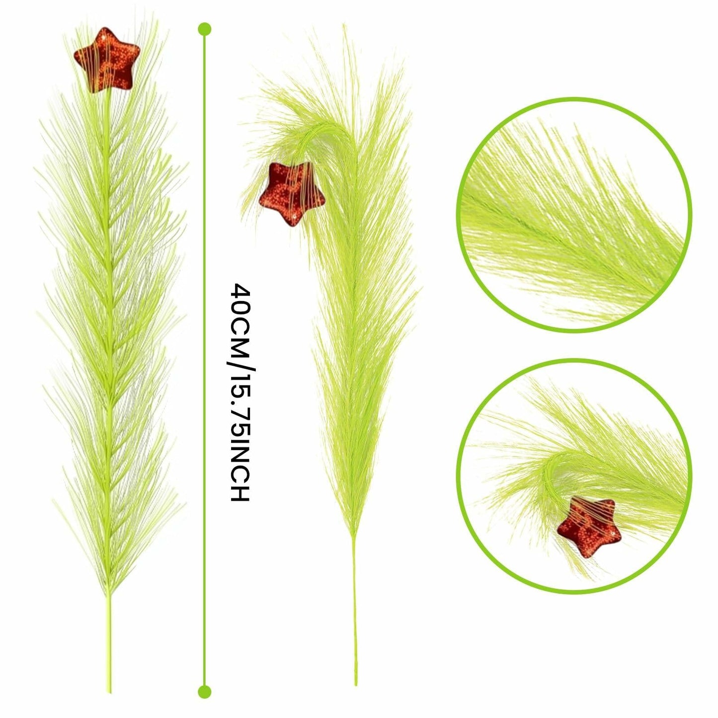 Petalivebioom 15.7" Christmas Tree Topper with 12 Green & Red Picks