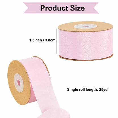 TONIFUL Light Pink Double Face Chiffon Ribbon 1.5in x 25yd Polyester