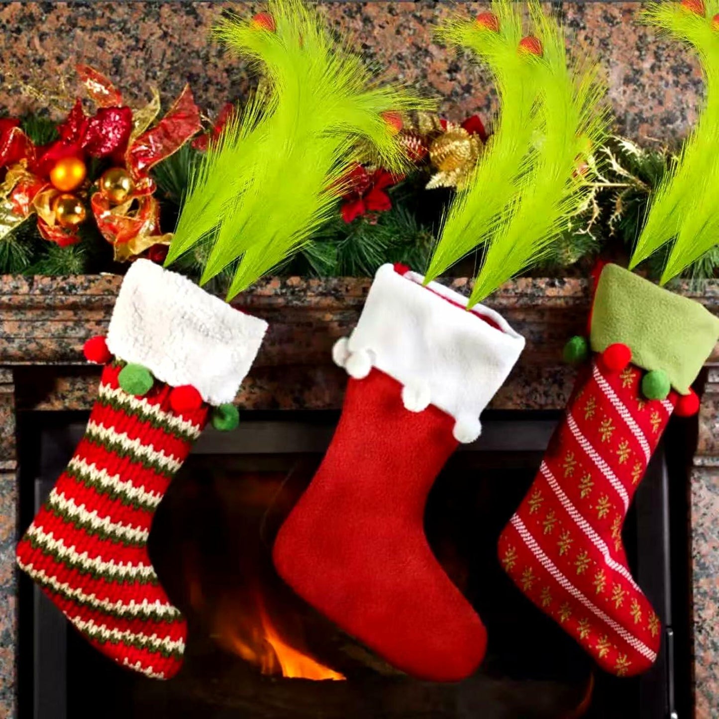 Petalivebioom 15.7" Christmas Tree Topper with 12 Green & Red Picks