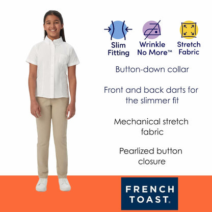French Toast Girls Short Sleeve Button Down Oxford White Size 4
