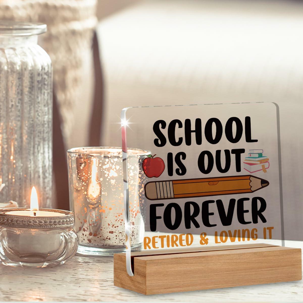 AKFVNSFK Teacher Retirement Gifts Desk Sign Plaque Multicolour Acrylic