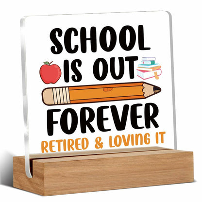 AKFVNSFK Teacher Retirement Gifts Desk Sign Plaque Multicolour Acrylic