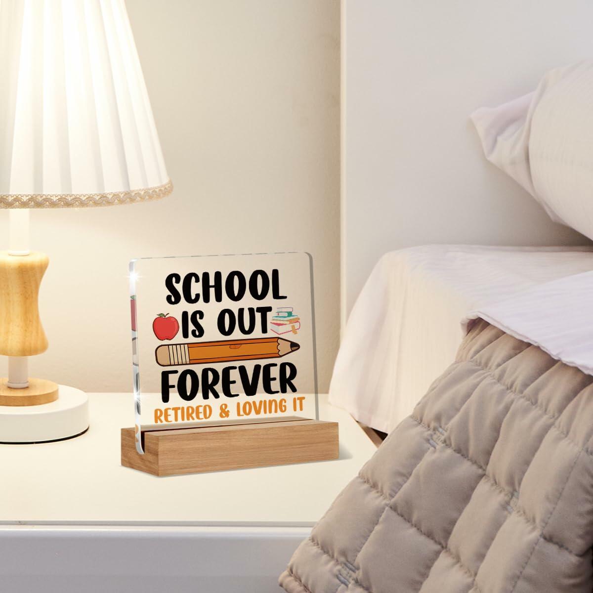 AKFVNSFK Teacher Retirement Gifts Desk Sign Plaque Multicolour Acrylic