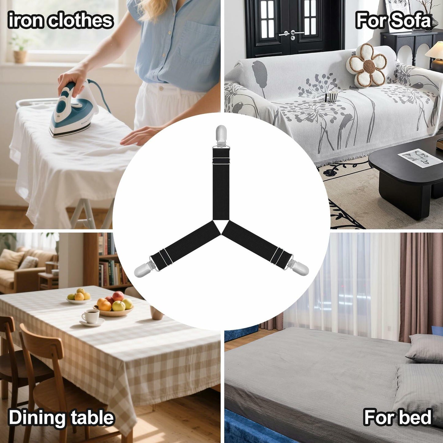 Heuihm Bed Sheet Holder Straps 4pcs Lock Strip Fit All Mattress White Medium