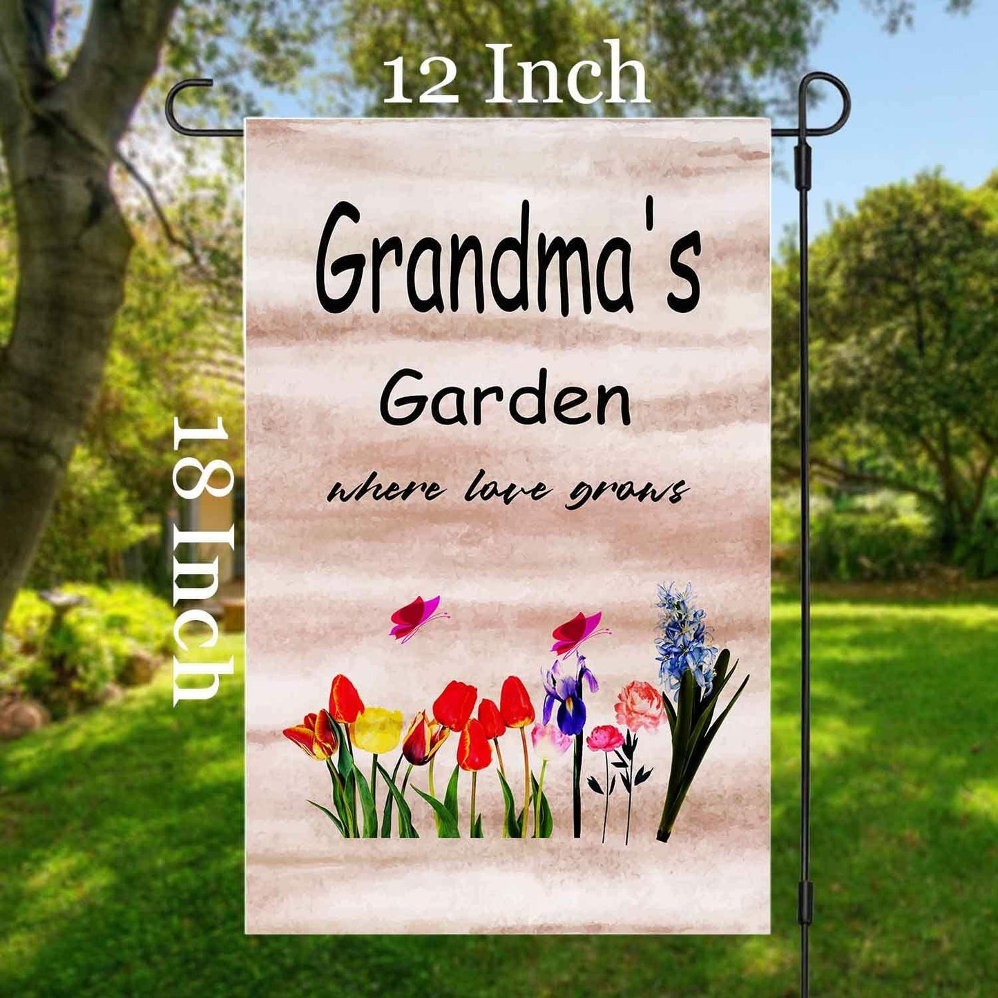 ZQLFDGD FANDEER Grandma's Garden Outdoor Flag 12x18in Double Sided Nylon
