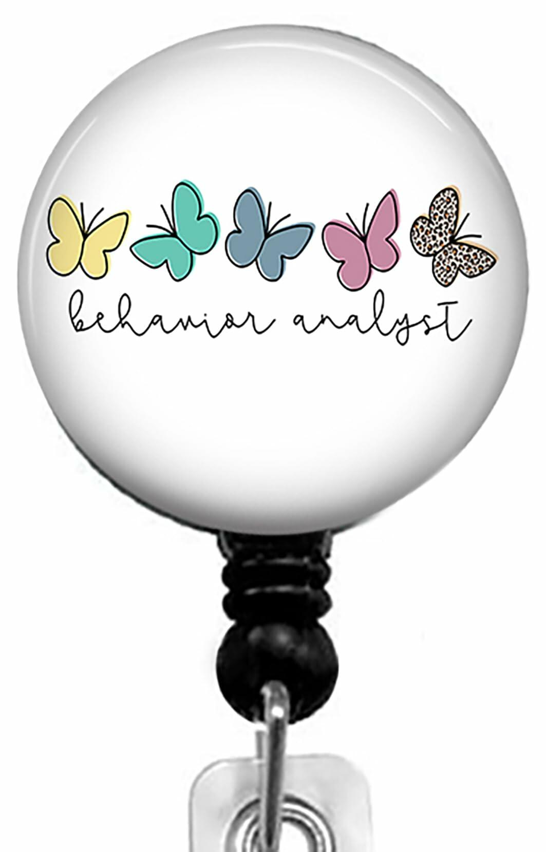 Kmatye Butterfly Retractable ID Badge Holder Nurse Badge Reel Black