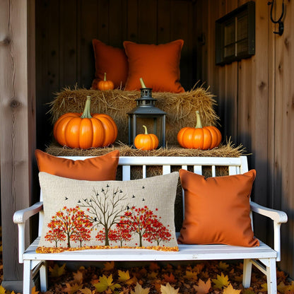 FELENIW Happy Fall Y’all Autumn Maple Leaf Lumbar Pillow Cover 12x20
