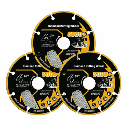 Revvstark 4.5in Diamond Cut Off Wheel 7/8" Arbor Metal Cutting Disc