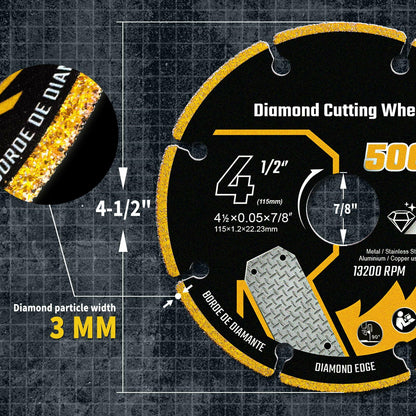 Revvstark 4.5in Diamond Cut Off Wheel 7/8" Arbor Metal Cutting Disc