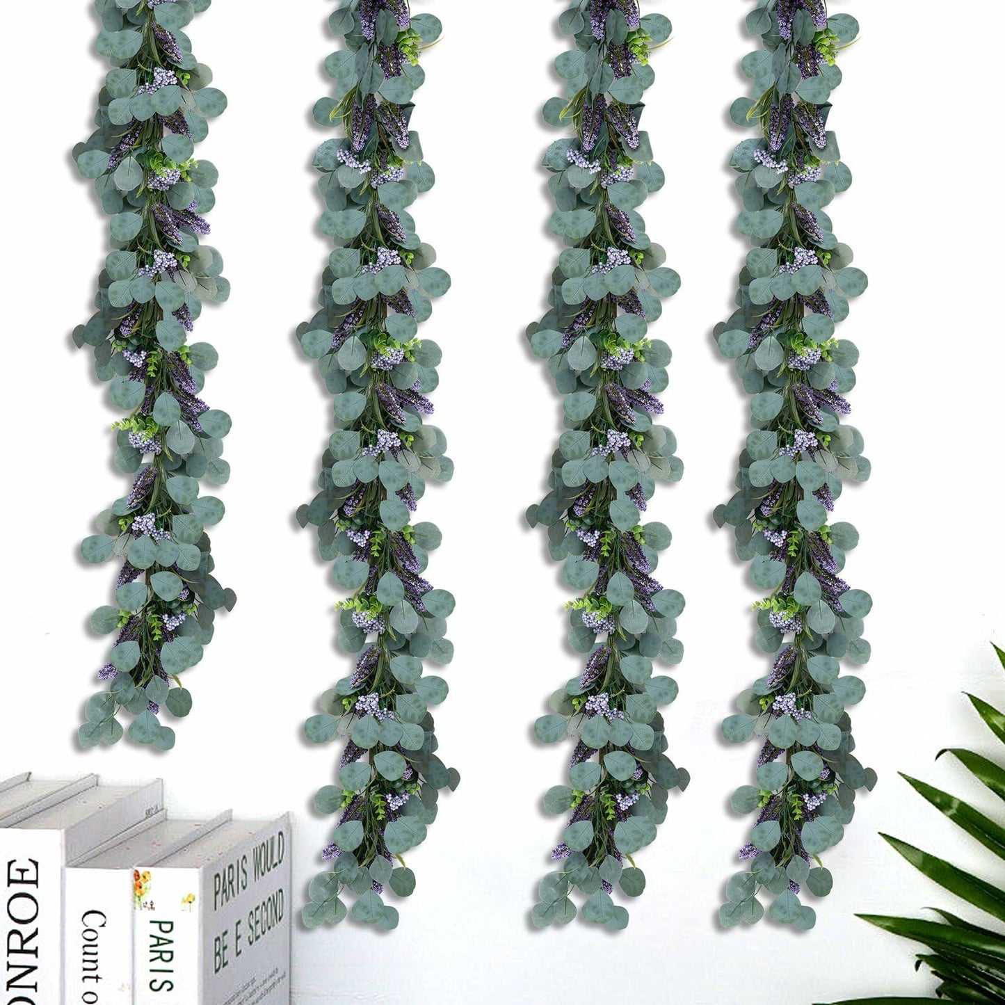 Chiyinbao 6FT Purple Flower Garland Artificial Eucalyptus Wedding Home Decor