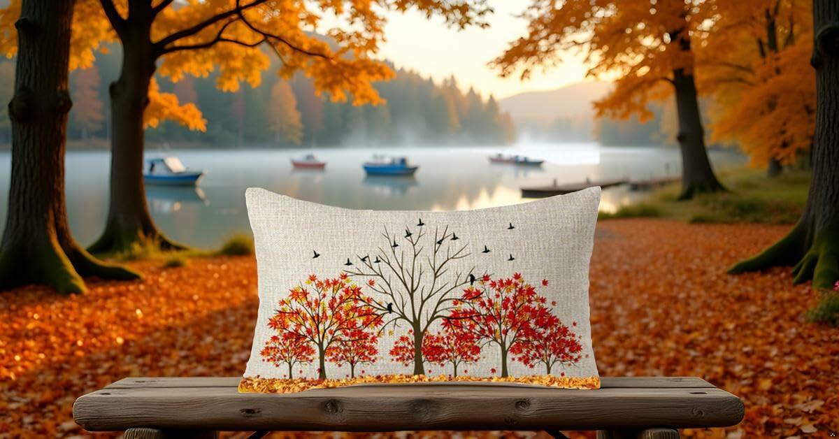 FELENIW Happy Fall Y’all Autumn Maple Leaf Lumbar Pillow Cover 12x20