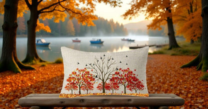 FELENIW Happy Fall Y’all Autumn Maple Leaf Lumbar Pillow Cover 12x20