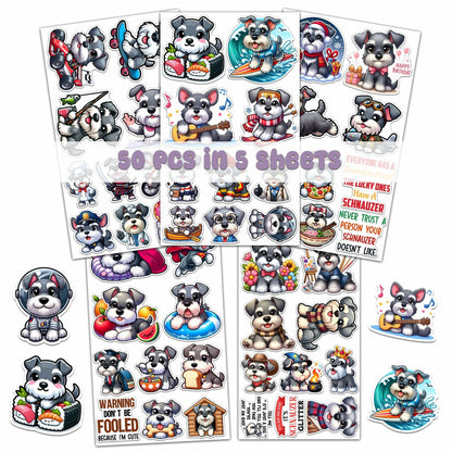BIGZORO Schnauzer Dog Stickers Pack 50 PCS Waterproof Vinyl Decals