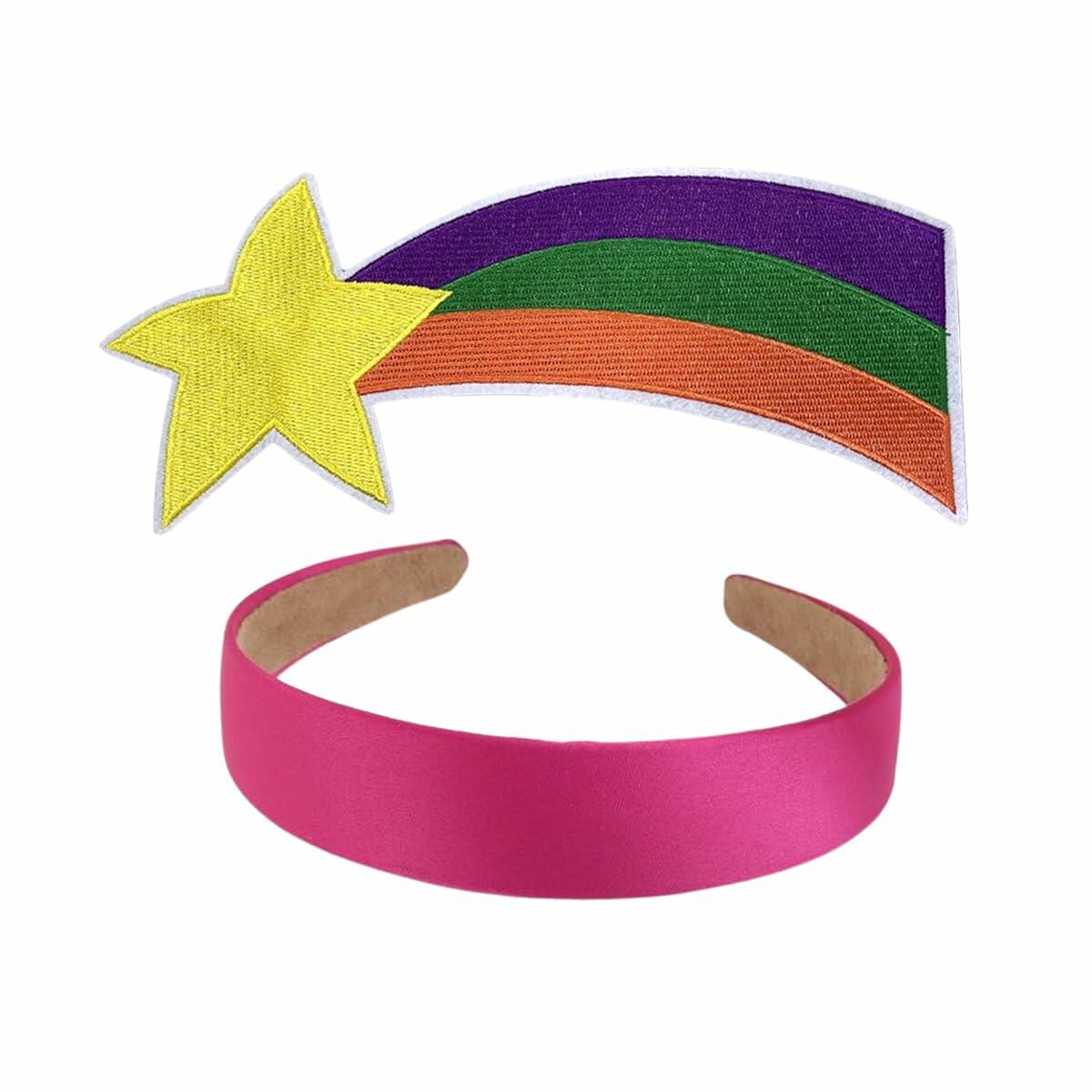 TOMIGO Women Costume Accessories Hot Pink Headband Rainbow Star Patch 1 Count