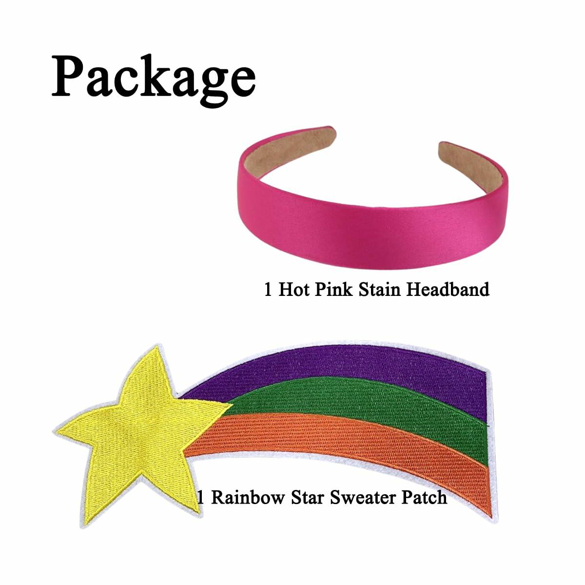 TOMIGO Women Costume Accessories Hot Pink Headband Rainbow Star Patch 1 Count