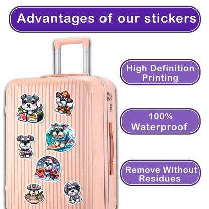 BIGZORO Schnauzer Dog Stickers Pack 50 PCS Waterproof Vinyl Decals