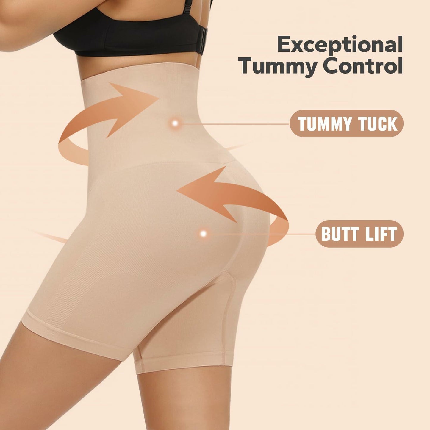ShaperSwan High Waisted Shapewear Shorts Tummy Control Butt Lifter Nude Size M/L