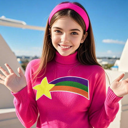 TOMIGO Women Costume Accessories Hot Pink Headband Rainbow Star Patch 1 Count