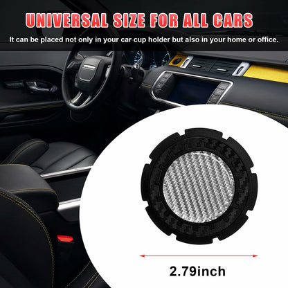 Dickno Car Cup Holder Inserts 2 Pack 2.75in Carbon Fiber Non Slip Silver