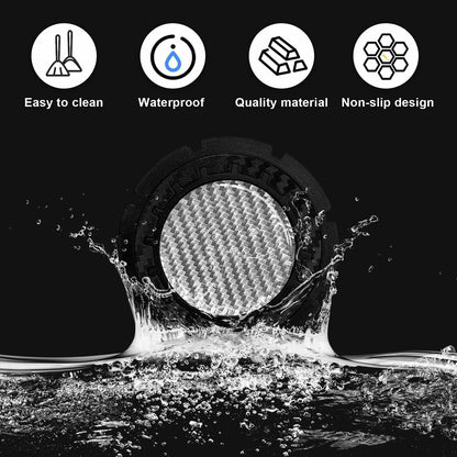 Dickno Car Cup Holder Inserts 2 Pack 2.75in Carbon Fiber Non Slip Silver