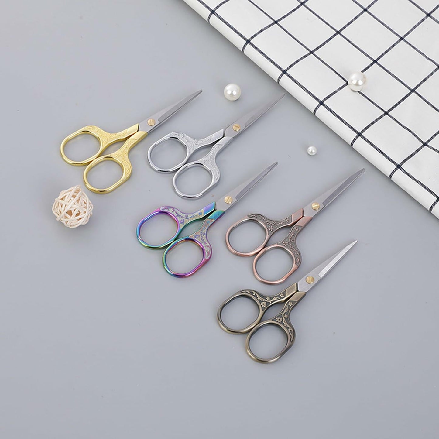 ABAJI Mini Scissors Stainless Steel Blade Metal Handle 2 Pack Office Craft