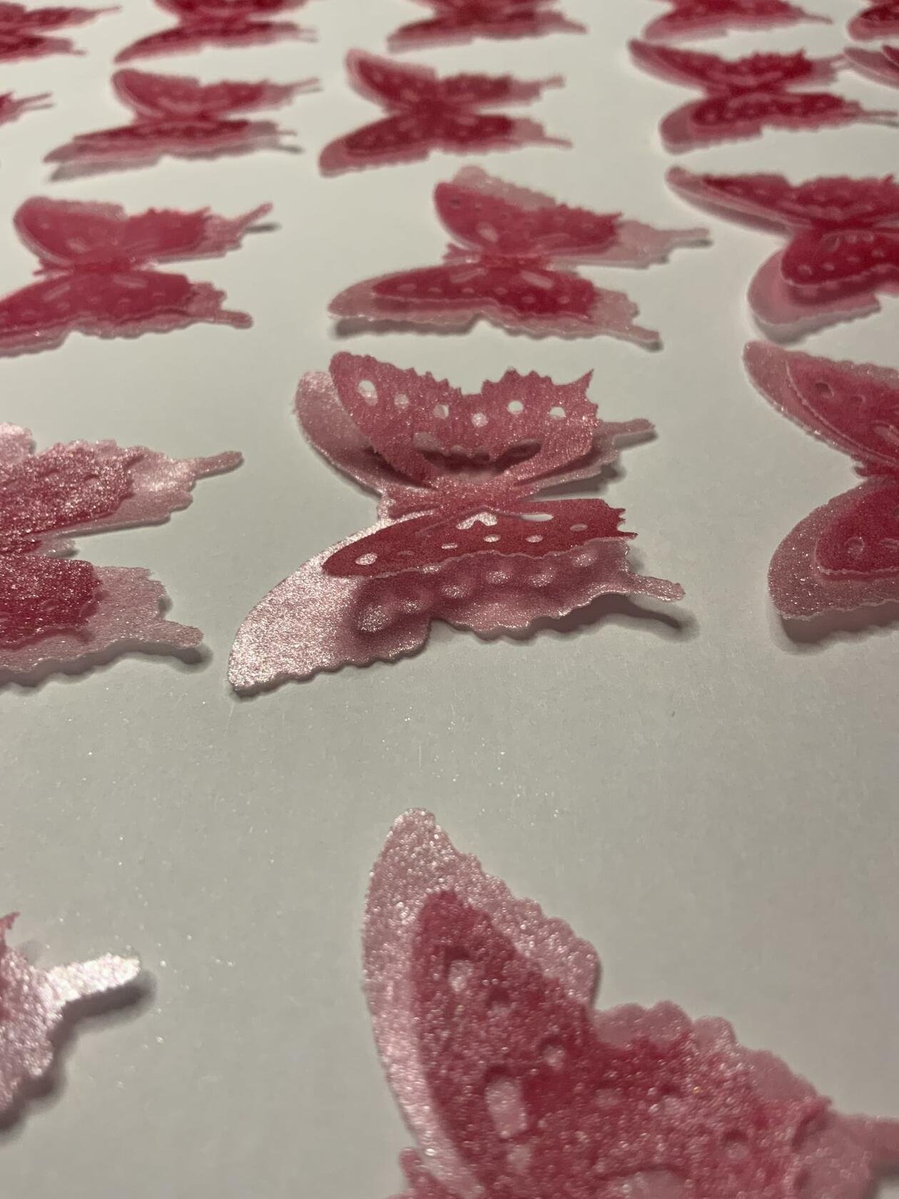 Unbranded x24 3D Double Shad Edible Wafer Butterflies for Cake Cupcakes
