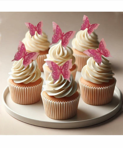 Unbranded x24 3D Double Shad Edible Wafer Butterflies for Cake Cupcakes