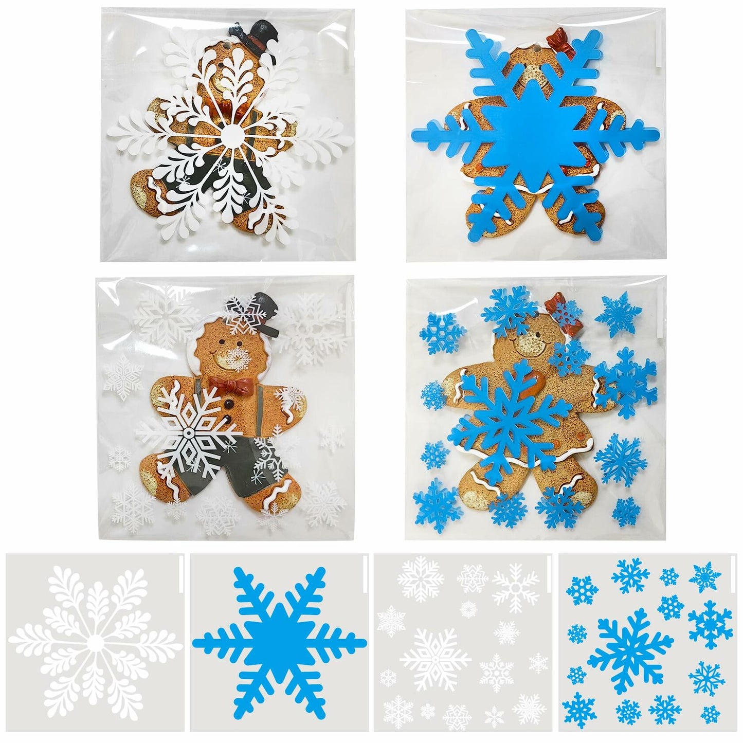 QOIUSO Christmas Cookie Bags 4x4 Inch Snowflake Design 100 Pcs Plastic