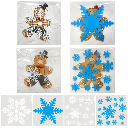 QOIUSO Christmas Cookie Bags 4x4 Inch Snowflake Design 100 Pcs Plastic