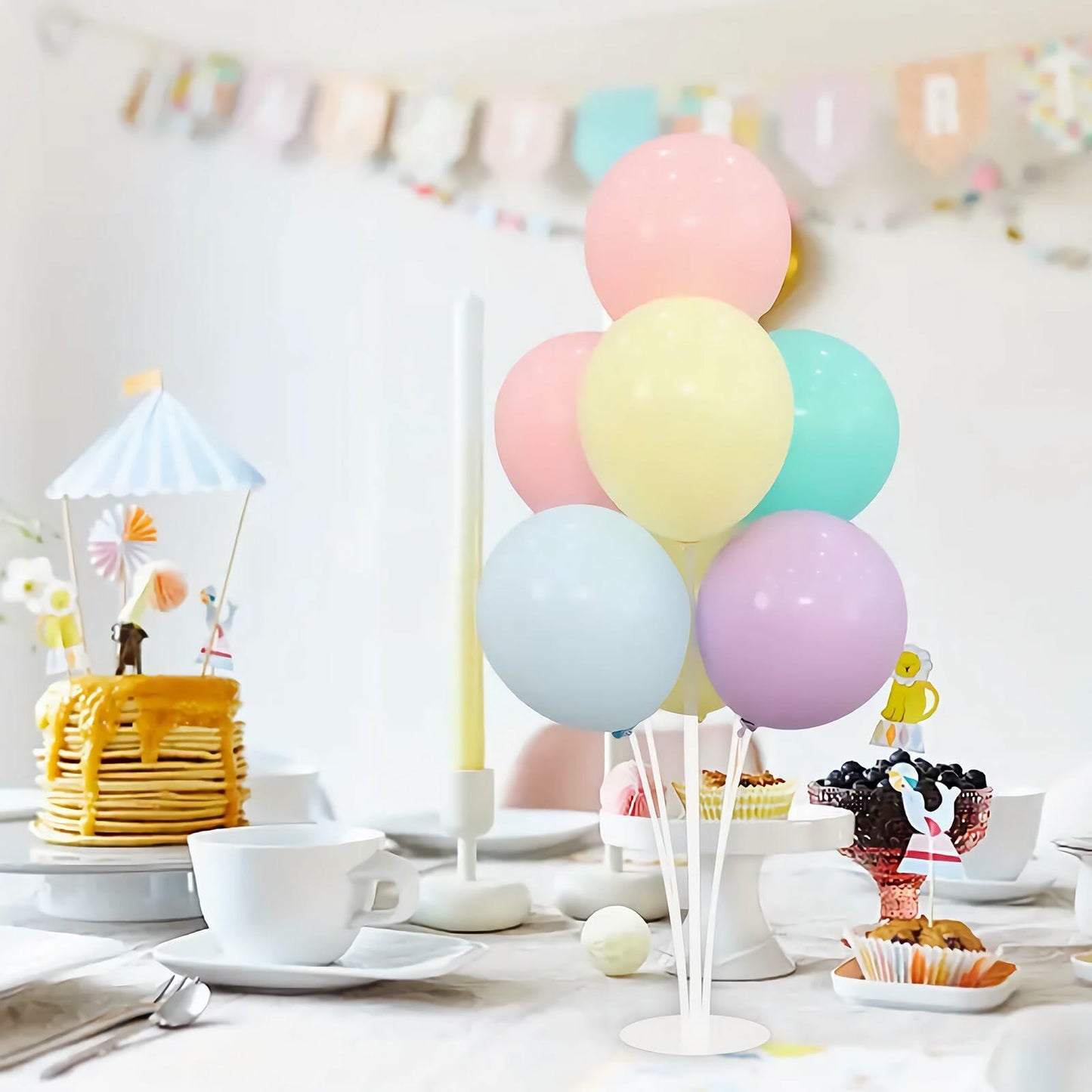 SINBEE 6 Set Balloon Arch Kit with Base Sticks Stand for Birthday Party