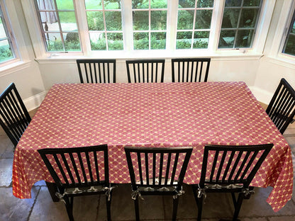 Flannel Backed Vinyl Tablecloth 60x120 Oblong Diamond Rust Pattern