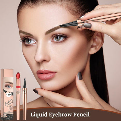 YIWANLLE 3D Microblading Eyebrow Pencil 4 Fork Tip Waterproof Light Brown